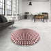 Round Patterned Brown Red Rug in a Office, pat2515rd