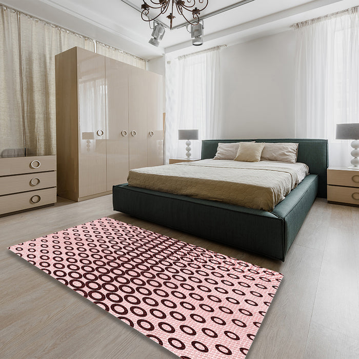 Patterned Brown Red Rug in a Bedroom, pat2515rd