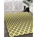 Patterned Mustard Yellow Rug in Family Room, pat2515yw