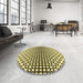 Round Patterned Mustard Yellow Rug in a Office, pat2515yw