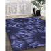 Patterned Slate Blue Rug in Family Room, pat2516blu