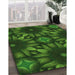 Patterned Dark Lime Green Rug in Family Room, pat2516grn