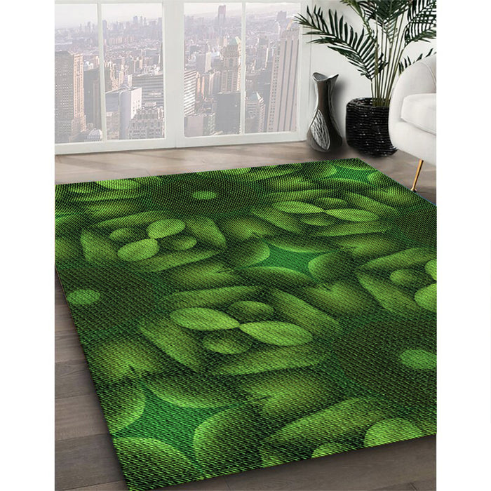 Machine Washable Transitional Dark Lime Green Rug in a Family Room, wshpat2516grn
