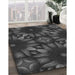 Machine Washable Transitional Charcoal Black Rug in a Family Room, wshpat2516gry