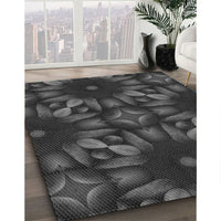Patterned Charcoal Black Rug, pat2516gry