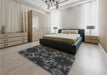 Patterned Charcoal Black Rug in a Bedroom, pat2516gry