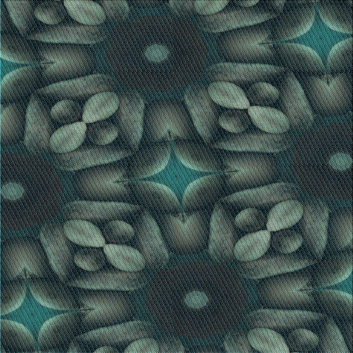 Round Patterned Dark Slate Grey Green Rug, pat2516lblu