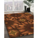 Patterned Mahogany Brown Rug in Family Room, pat2516org