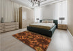 Patterned Mahogany Brown Rug in a Bedroom, pat2516org