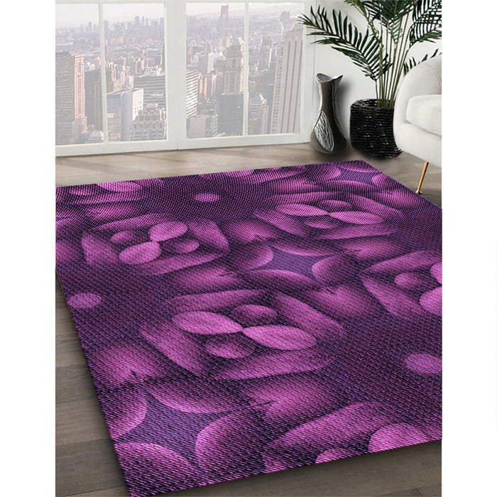 Patterned Dark Orchid Purple Rug in Family Room, pat2516pur