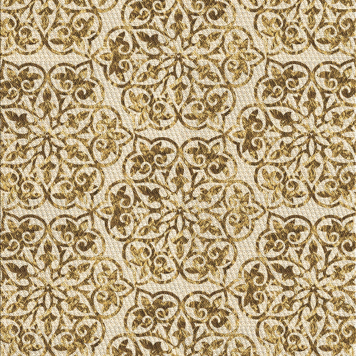 Machine Washable Transitional Khaki Gold Rug, wshpat2517brn