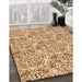 Patterned Brown Gold Rug in Family Room, pat2517org