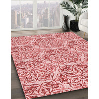 Patterned Deep Rose Pink Rug, pat2517rd