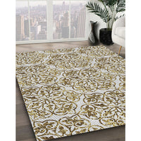 Patterned White Gold Novelty Rug, pat2517