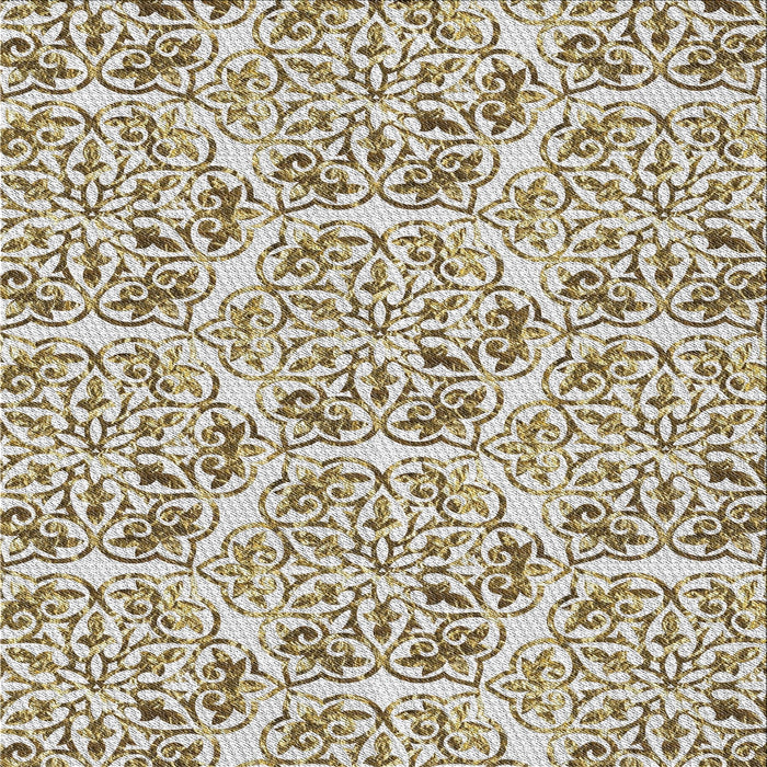 Sideview of Machine Washable Transitional White Gold Rug, wshpat2517