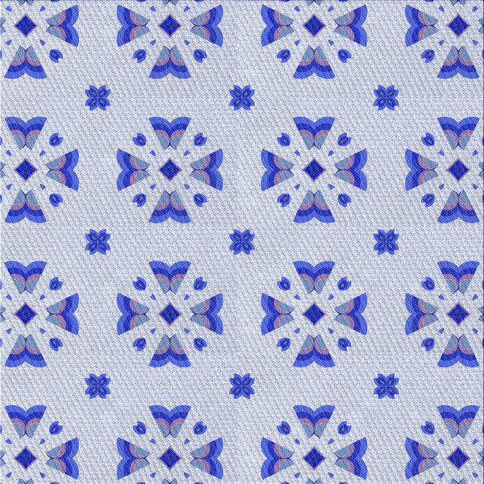 Round Patterned Blue Rug, pat2518blu