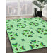 Machine Washable Transitional Jade Green Rug in a Family Room, wshpat2518grn