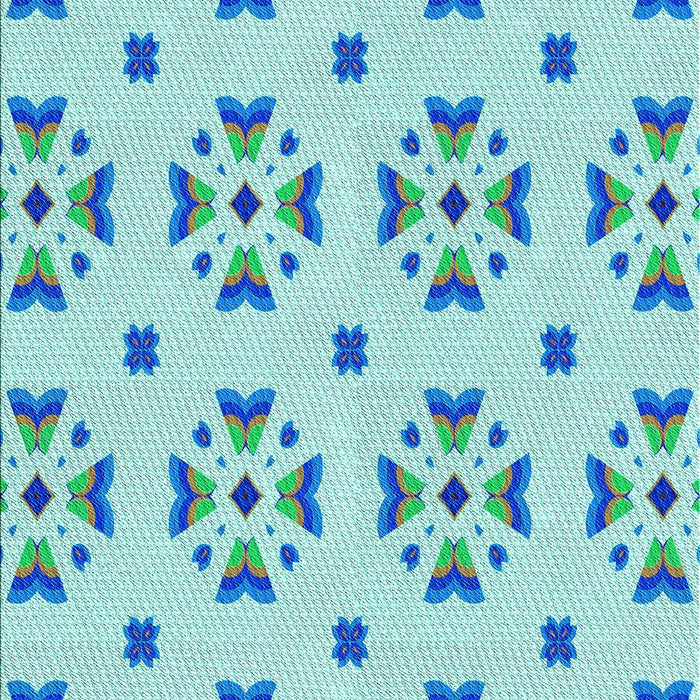 Patterned Aquamarine Green Rug, pat2518lblu
