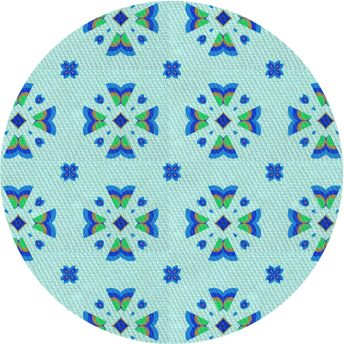 Square Patterned Aquamarine Green Rug, pat2518lblu