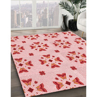 Patterned Light Red Pink Rug, pat2518rd