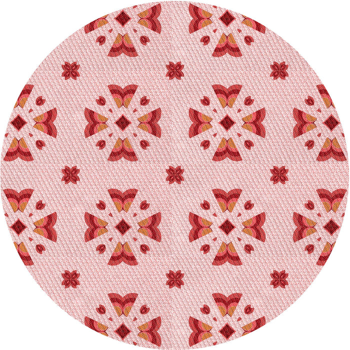 Square Patterned Light Red Pink Rug, pat2518rd