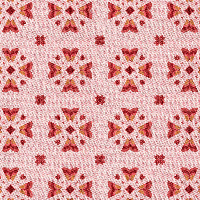 Round Patterned Light Red Pink Rug, pat2518rd