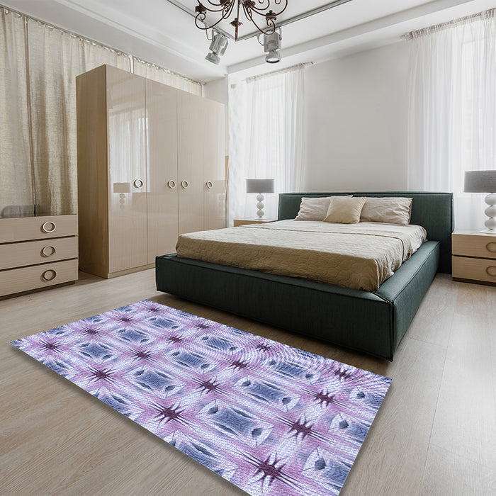 Patterned Light Purple Rug in a Bedroom, pat2519blu