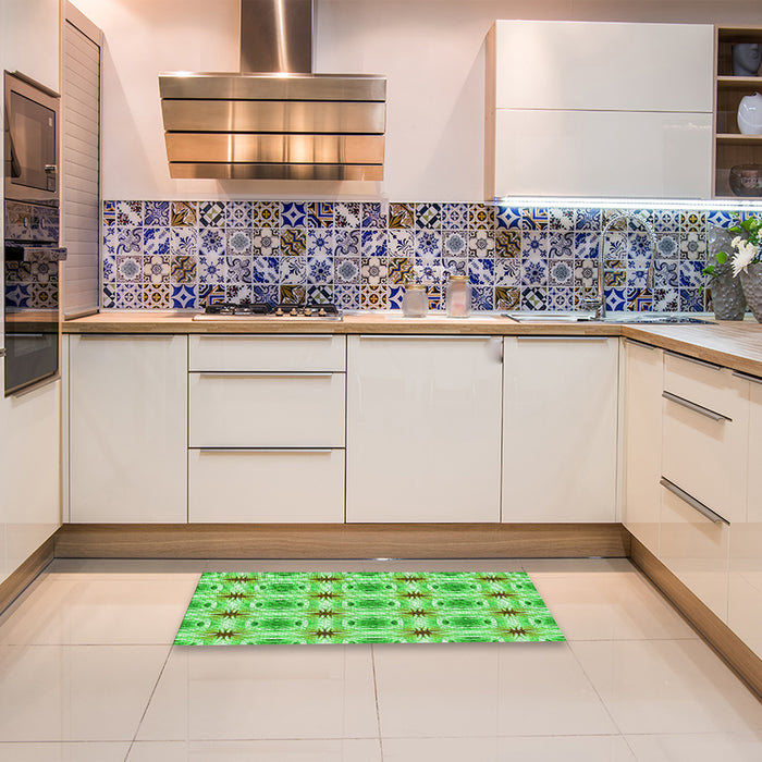Patterned Emerald Green Rug in a Kitchen, pat2519grn