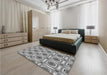 Patterned Cloud Gray Rug in a Bedroom, pat2519gry