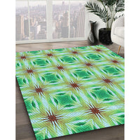 Patterned Green Rug, pat2519lblu