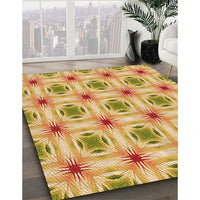 Patterned Chrome Gold Yellow Rug, pat2519org