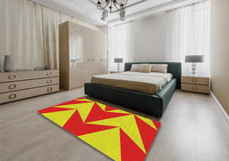 Patterned Red Novelty Rug in a Bedroom, pat251