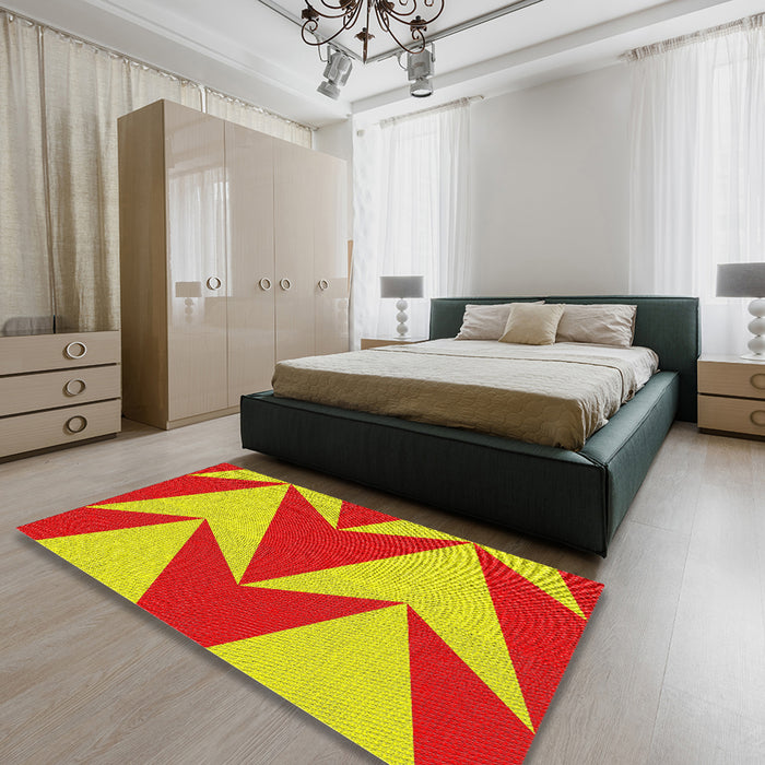 Machine Washable Transitional Red Rug in a Bedroom, wshpat251