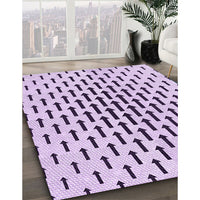 Patterned Purple Flower Purple Rug, pat252pur
