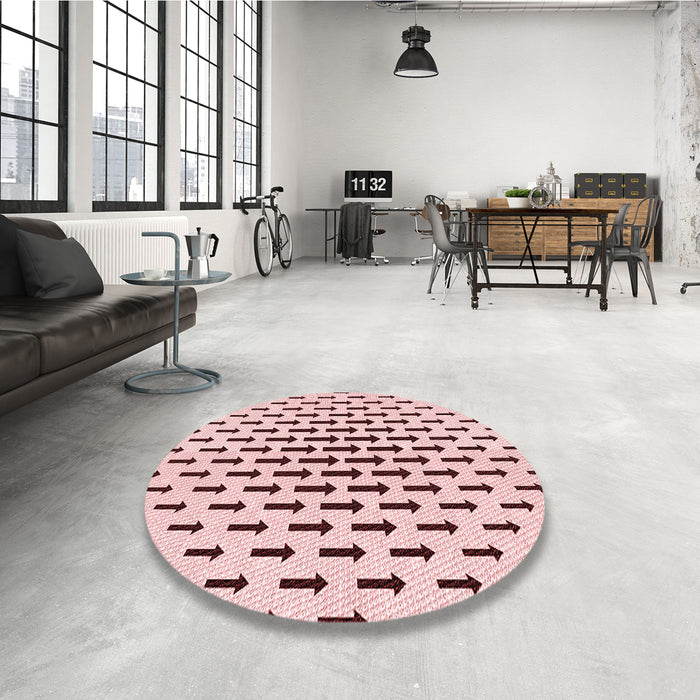 Round Patterned Light Rose Pink Rug in a Office, pat252rd