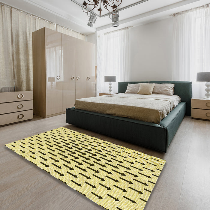 Patterned Sun Yellow Rug in a Bedroom, pat252yw