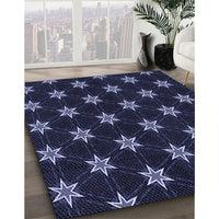 Patterned Deep Periwinkle Purple Rug, pat2520blu