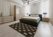 Patterned Oak Brown Rug in a Bedroom, pat2520brn