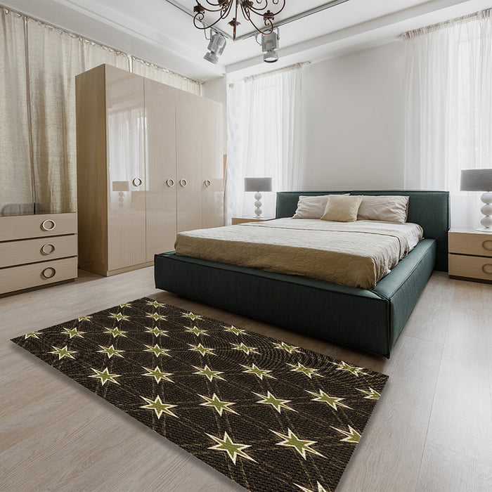 Patterned Oak Brown Rug in a Bedroom, pat2520brn