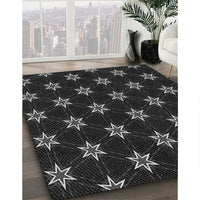 Patterned Black Rug, pat2520gry