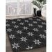 Patterned Black Rug in Family Room, pat2520gry