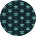 Square Patterned Dark Cyan Green Rug, pat2520lblu