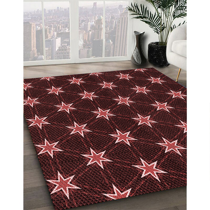 Machine Washable Transitional Brown Red Rug in a Family Room, wshpat2520rd