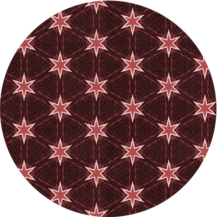 Square Patterned Brown Red Rug, pat2520rd