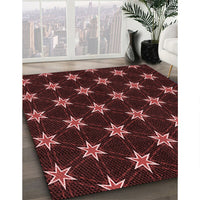 Patterned Brown Red Rug, pat2520rd