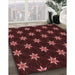 Patterned Brown Red Rug in Family Room, pat2520rd