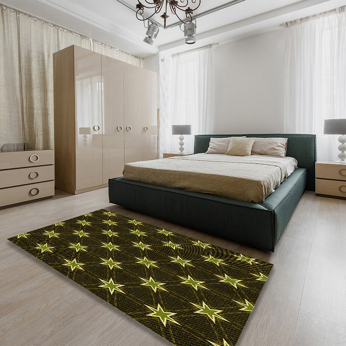 Patterned Oak Brown Rug in a Bedroom, pat2520yw