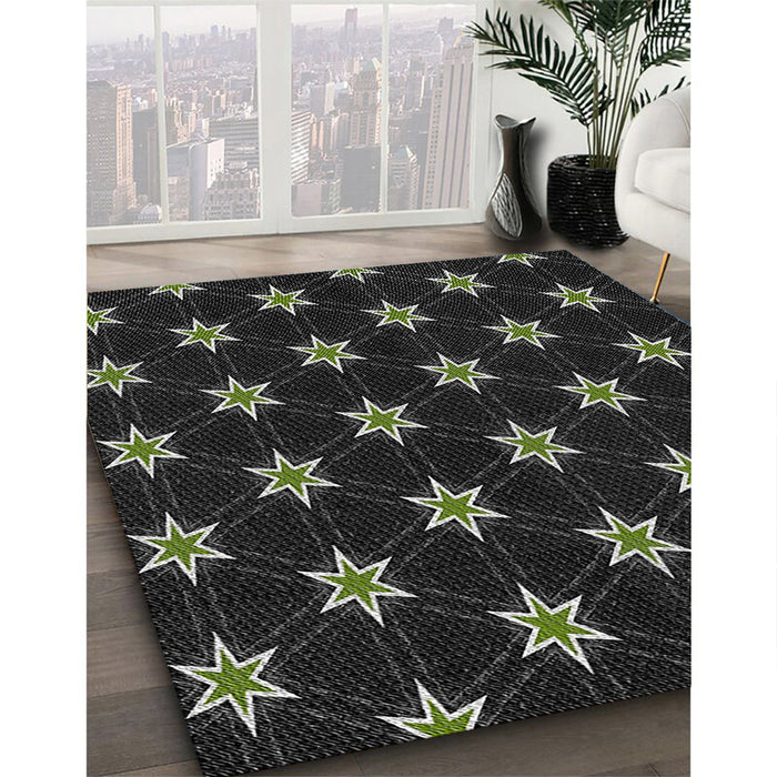 Patterned Black Novelty Rug in Family Room, pat2520