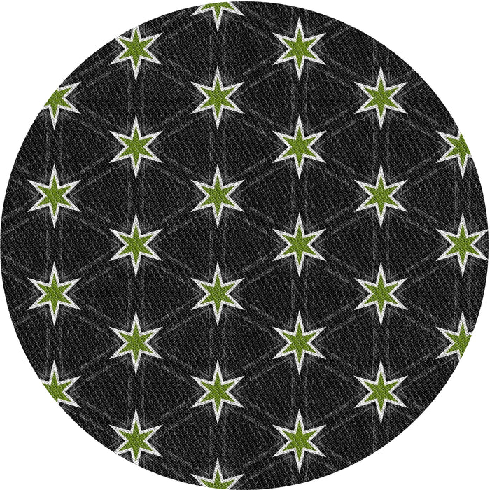 Sideview of Patterned Black Novelty Rug, pat2520