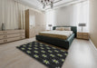 Machine Washable Transitional Black Rug in a Bedroom, wshpat2520